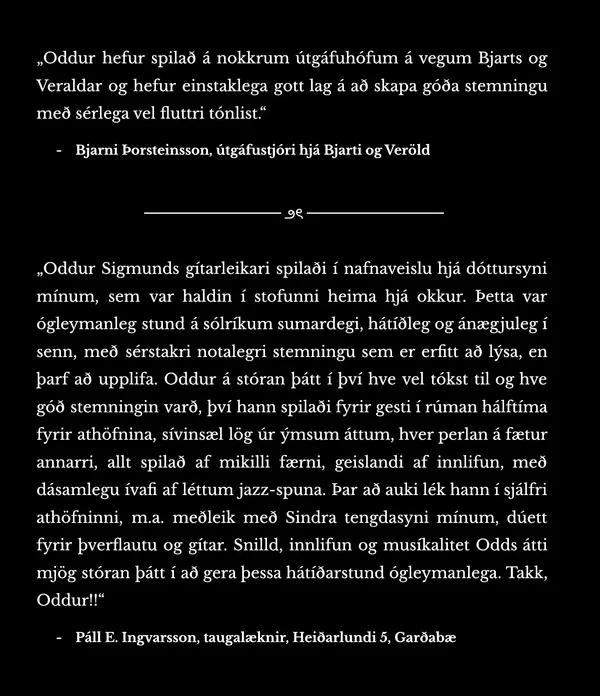 Oddur Sigmundsson - tónlistarþjónusta á höfuðborgarsvæðinu (1)